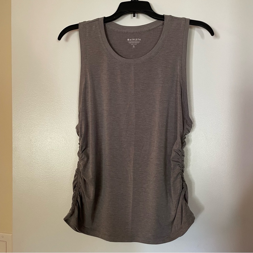 Athleta With Ease Cinch Tank Flagstone Grey Heather XL